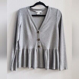 Paradiso long sleeved ruffled, button up sweater size large